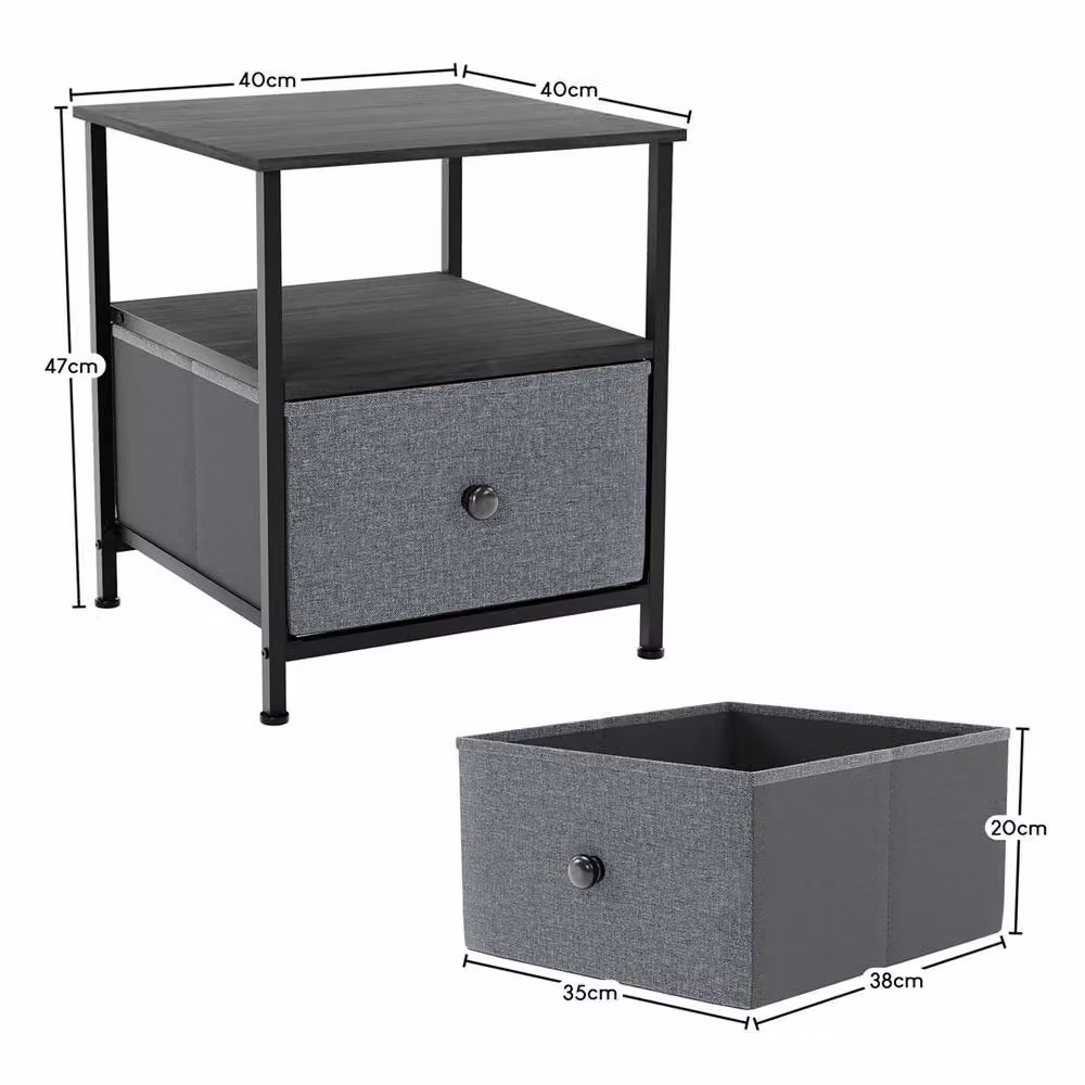 NESTLUNE 1 Drawer Chest of Drawers Dresser in Grey and Black, W: 100 cm, D: 15 cm – 2