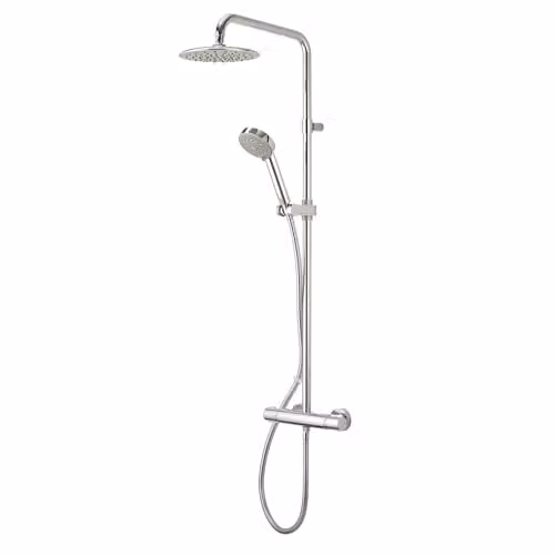 Aqualisa Midas 110 Mixer Shower Column with Adjustable Hand Shower and Fixed Overhead Shower, Chrome