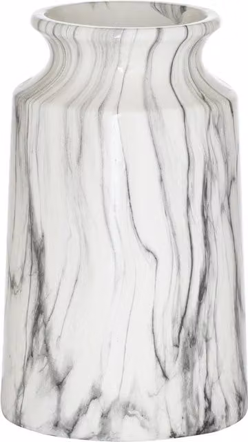 KDMK Modern Abstract White Ceramic Marble Urn Vase for Tabletop and Condolence