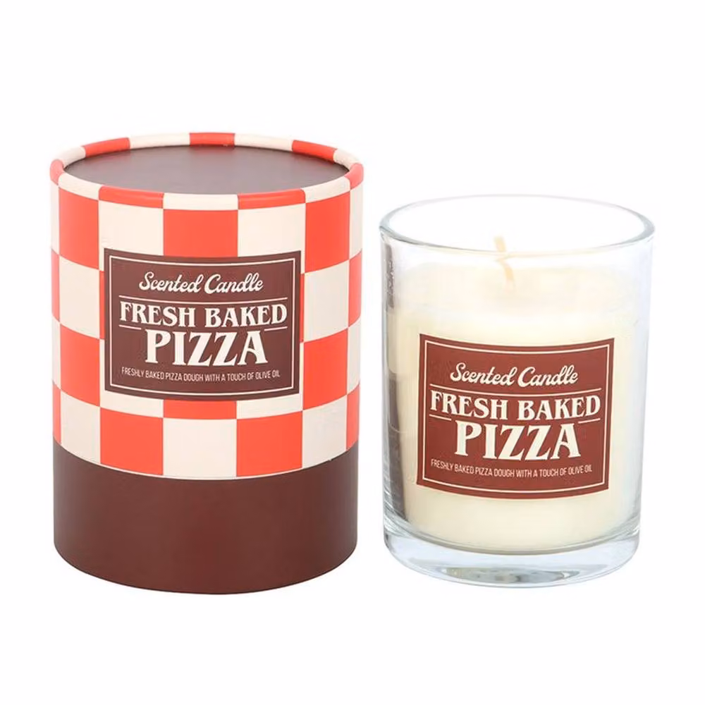 Uniqueful Fresh Baked Pizza Scented Gourmand Pillar Candle in White and Multicolour Glass Votive – 2