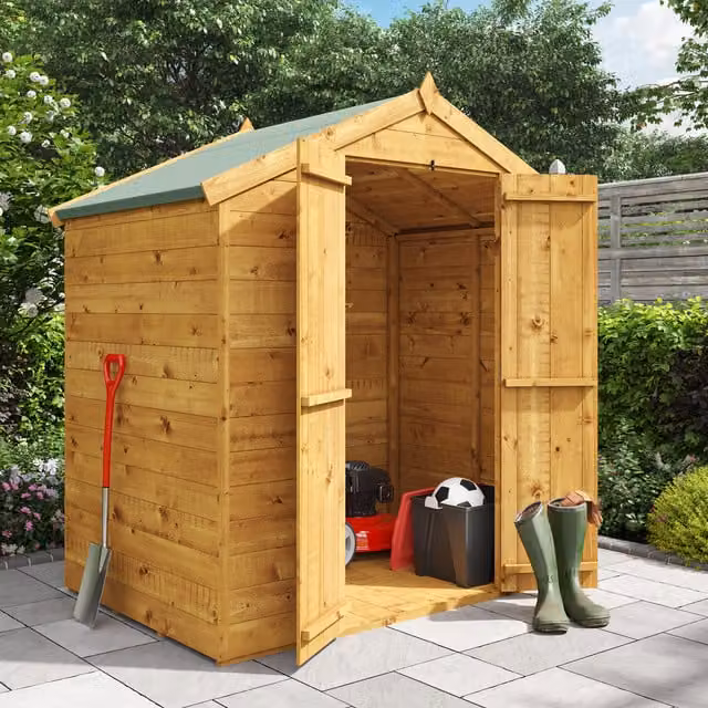 BillyOh Master Tongue and Groove Apex Wooden Shed in Brown, Windowless, W/D/H: 121.92 x 216.4 x 185.4 cm