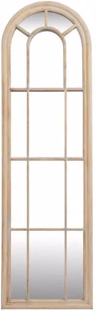 Lemon Pavilion Washed Wood Tall Arched Window Mirror in Light Brown, W: 50 cm, H: 170 cm – 1