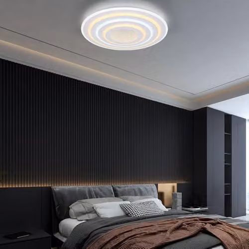 Globo Lighting Smart LED Ceiling Light with 3D Effect, Dimmable Remote Control and Night Light, White, Diameter: 70 cm – 5