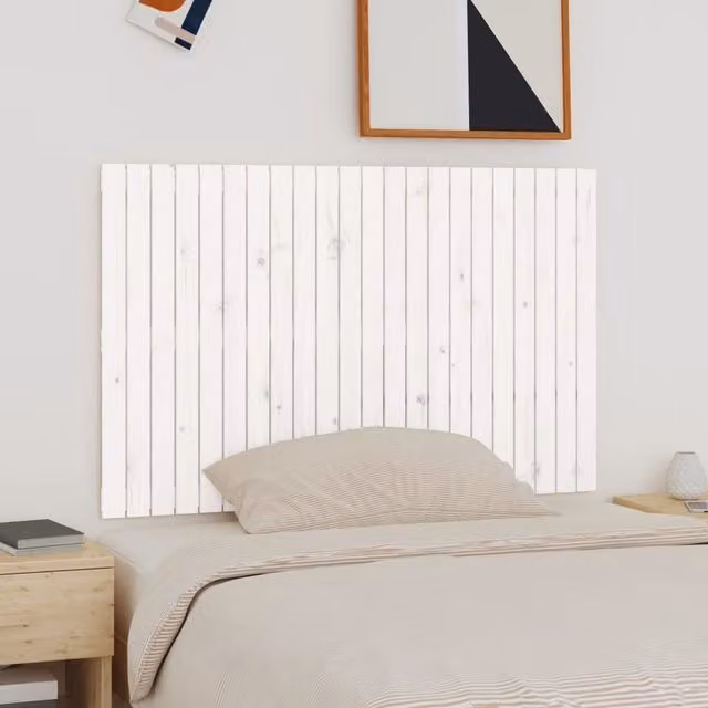 Berkfield Home White Solid Wood Pine Wall Headboard, W/D/H: 140 x 3 x 90 cm