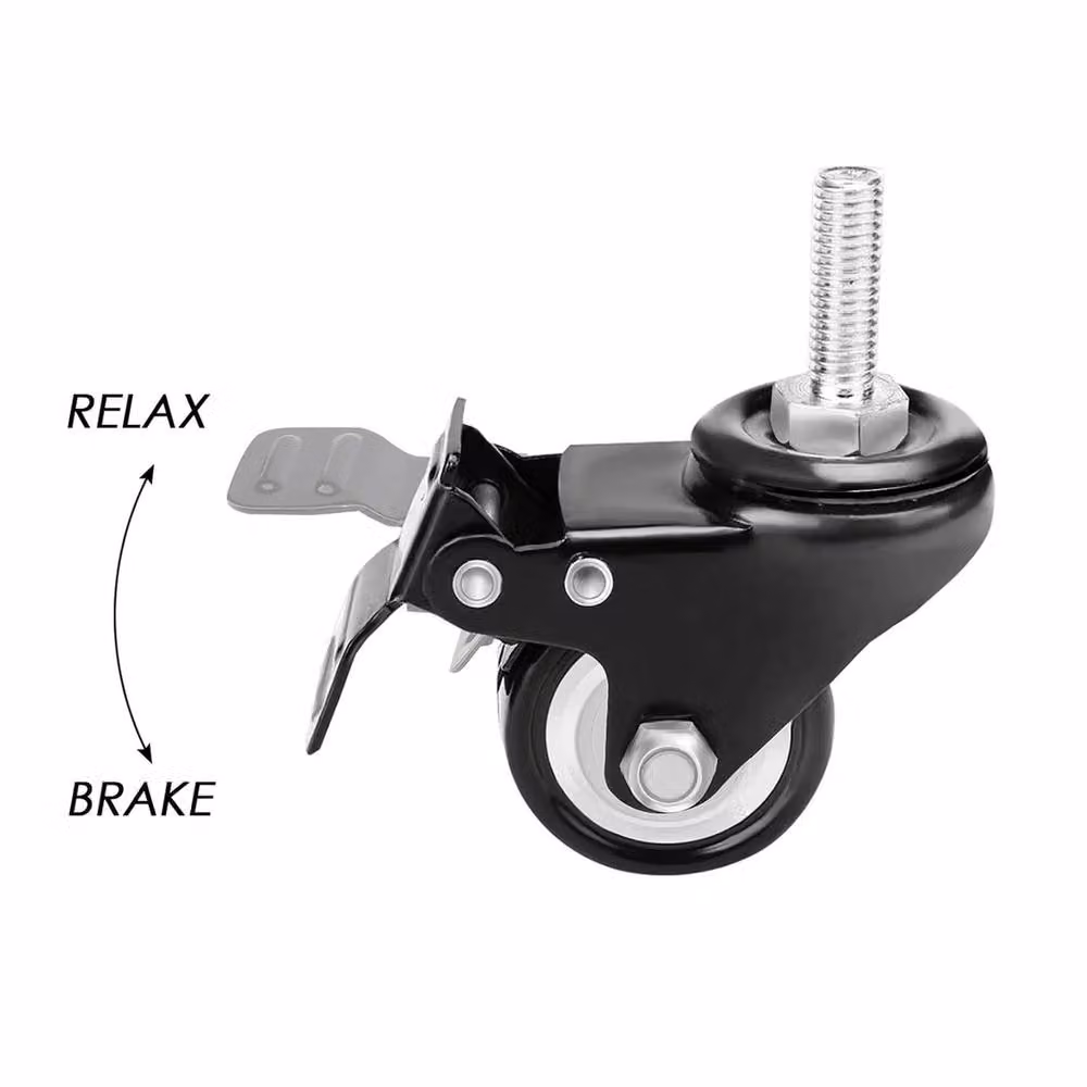 VOGREX 4 Pack Heavy Duty Swivel Rubber Castor Wheels in Black with Steel Components, 50mm – 2