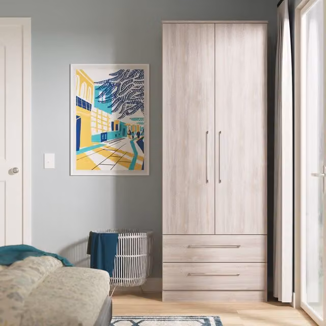 Ready Assembled 2 U Gloucester 2 Door 2 Drawer Wardrobe in Light Grey – 1