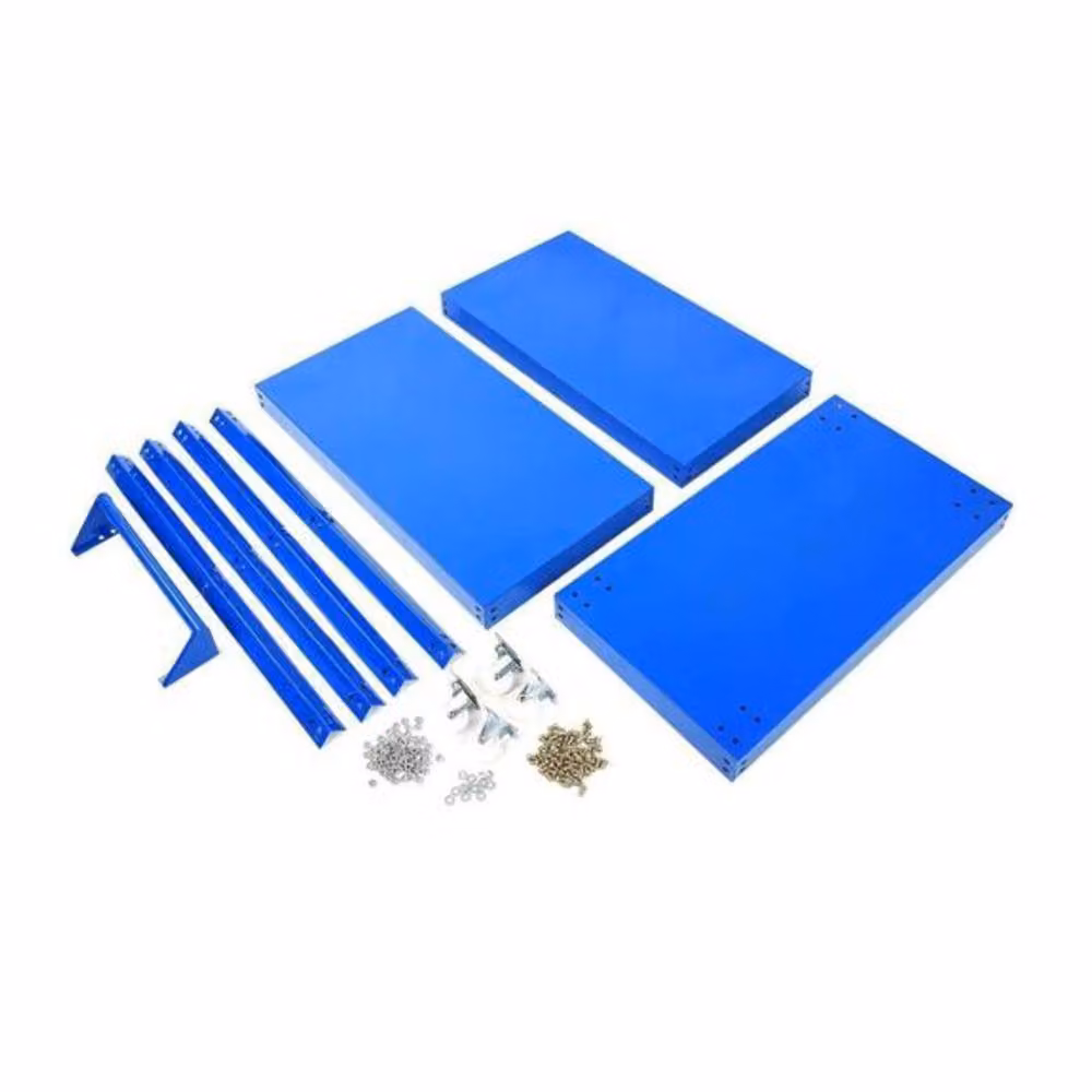 Dprodo Heavy Duty 3-Shelf Rolling Metal Cart with Brake Wheels, Blue, W/D/H: 60 x 60 x 74 cm – 6