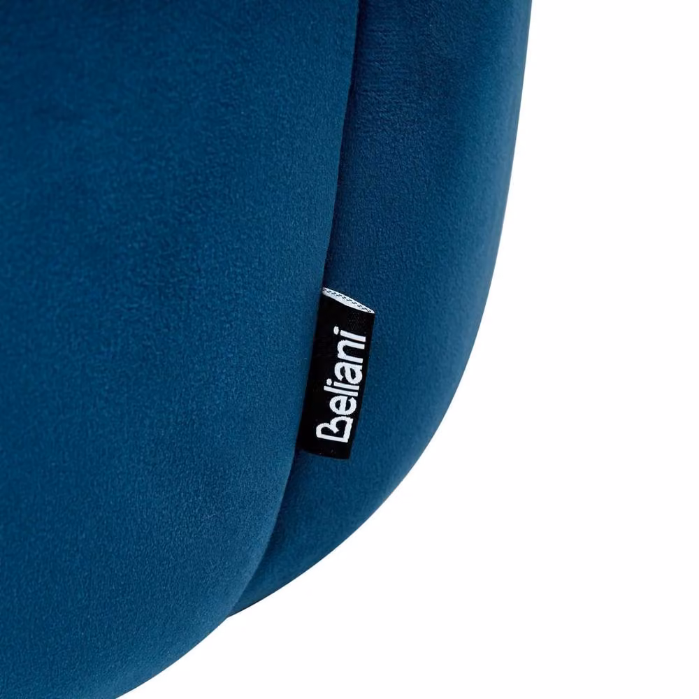 Wyld and Coco Blue Velvet Round Pouffe Compact Footstool and Accent Seat – 5