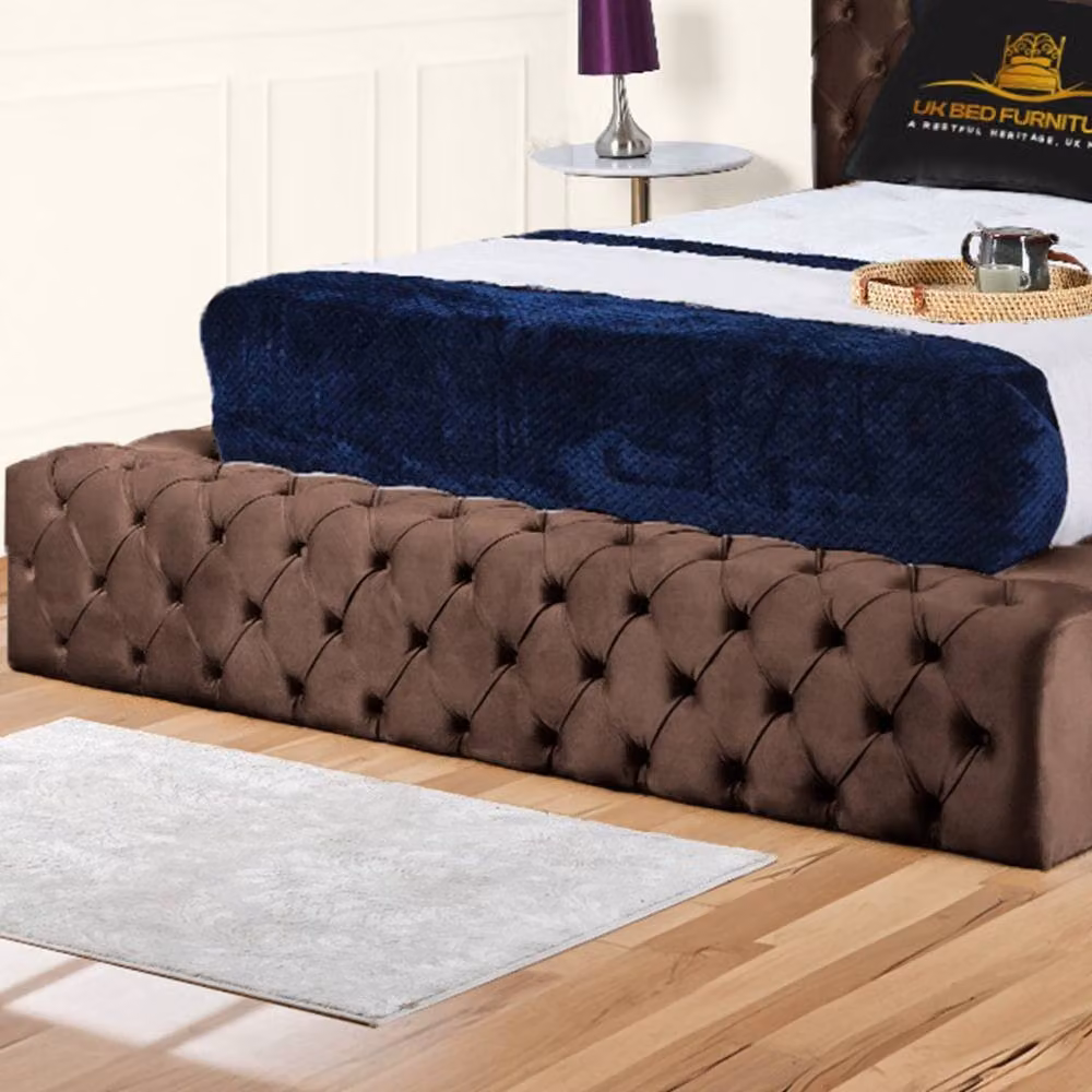 UK Bed Furniture Ambassador Ottoman Gas Lift Upholstered Velvet Bed in Brown, Size: Double (140 x 200 cm) – 3