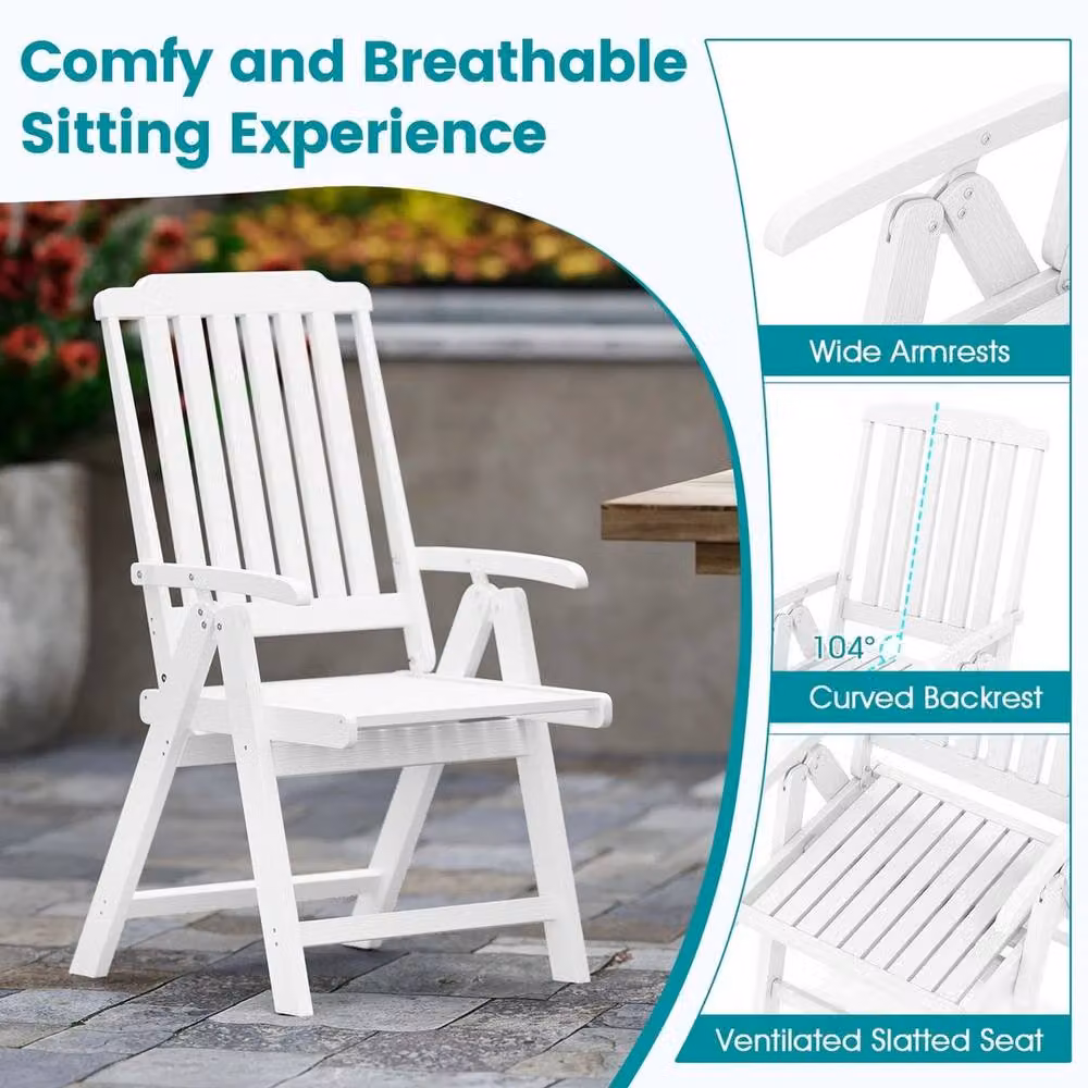 Kelvenix All-Weather White Outdoor Dining Chair with Armrests – 3