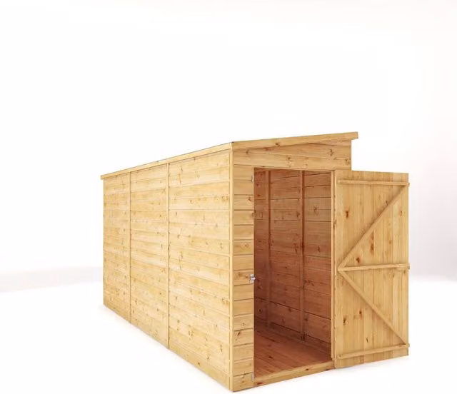 Mercia Modular Shiplap Pent Wooden Garden Shed in Light Brown, W: 370 cm, D: 127.9 cm, H: 203.3 cm