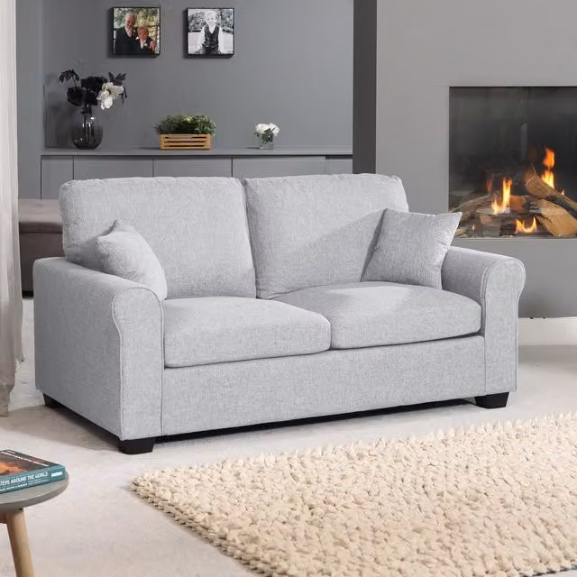 Artemis Home Dawson Upholstered Fabric Sofabed in Grey with Solid Wood Frame and Pull Out Drawer, 100 x 200 cm