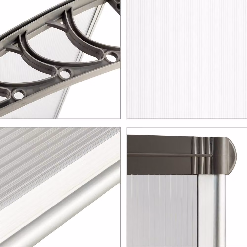 EONLION Grey Aluminium Door Canopy Awning Rain Shelter, Wall-Mounted, W: 120 cm, D: 80 cm – 3