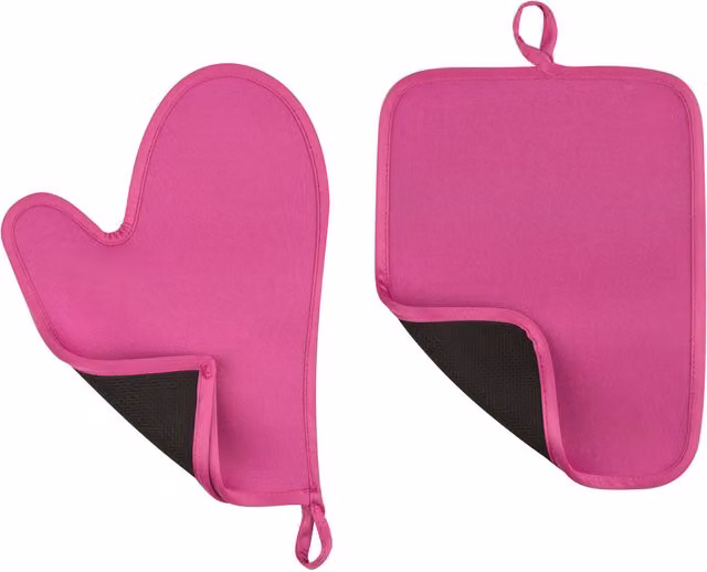 Orsina Premium Hot Pink Neoprene Oven Glove and Pot Holder Set
