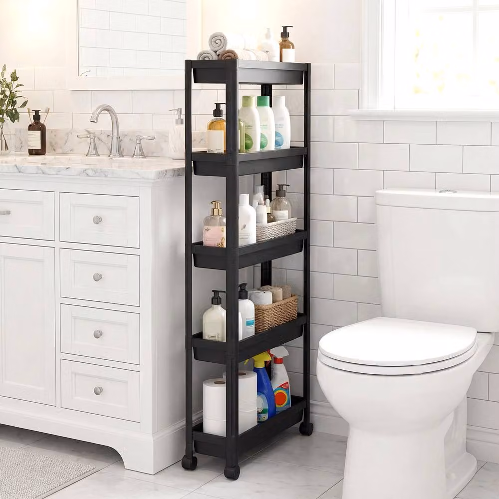 Costway 5-Tier Rolling Plastic Storage Trolley in Black – 2