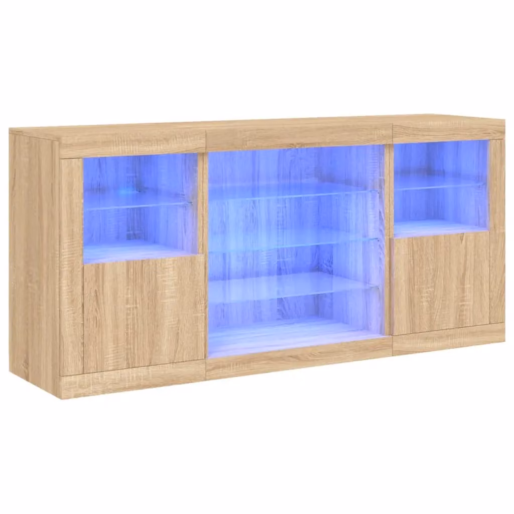 Berkfield Home Modern Sideboard with Integrated LED Lights in Sonoma Oak Brown, W: 142.5 cm, D: 37 cm, H: 67 cm – 2