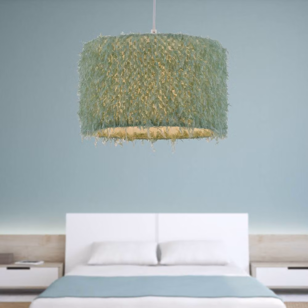 First Choice Lighting Rogers Green Shaggy Easy Fit Pendant Shade, Diameter: 30 cm – 2