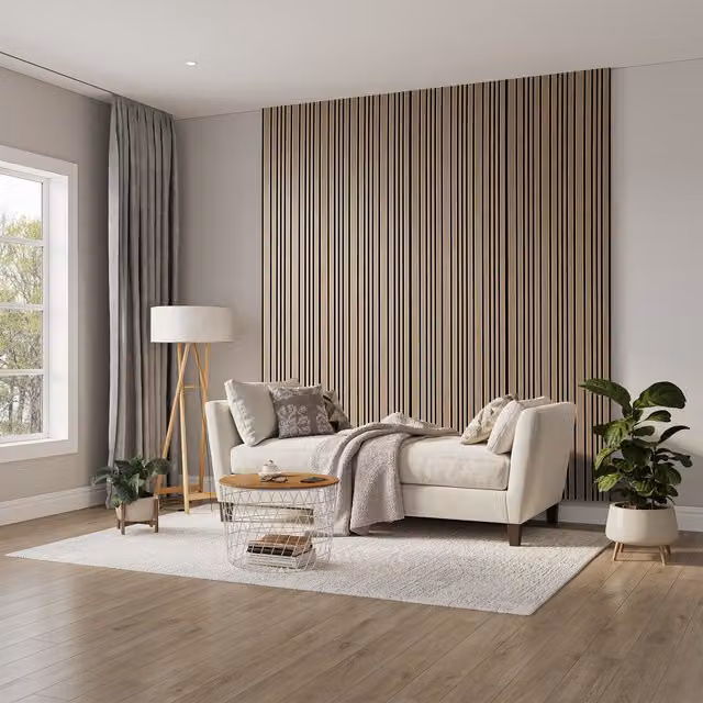 Home Treats Acoustic 3D Wood Look Wall Panelling, Oak Brown, W: 60 cm, H: 240 cm