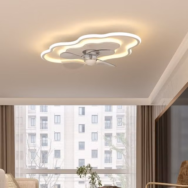 Living Star Cloud-Shaped LED Ceiling Fan Light in White