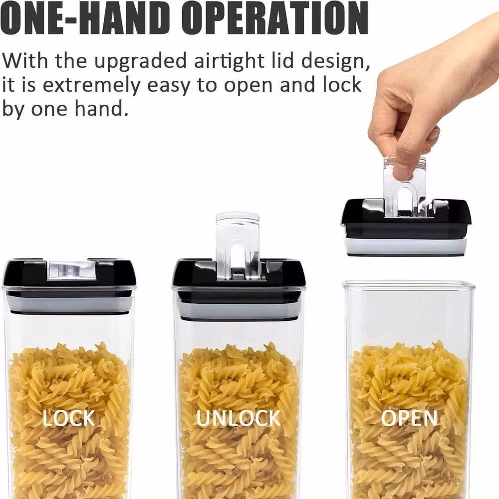 KORVIXA 7-Piece Airtight Food Storage Container Set in Black and Transparent Plastic and Silicone – 3