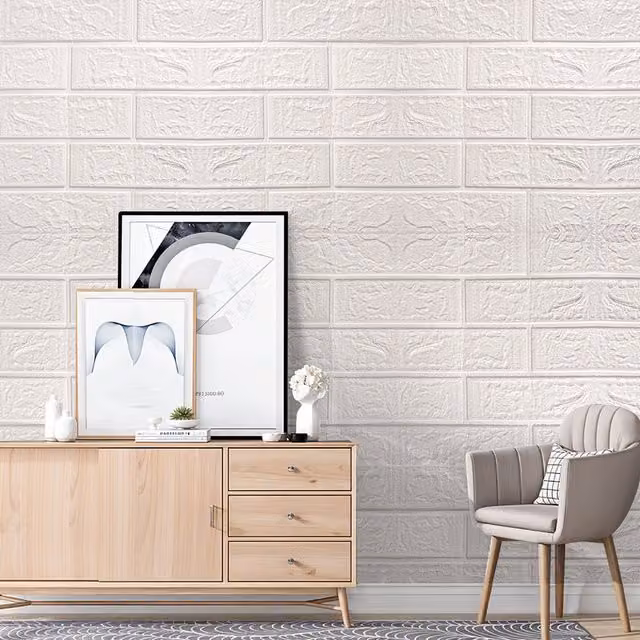 Komore Set of 15 Adhesive White Foam Tile Effect Stickers