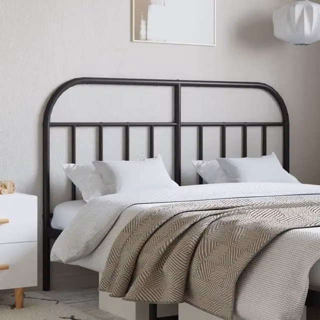 Berkfield Home Classic Metal Headboard in Black, Width: 140 cm