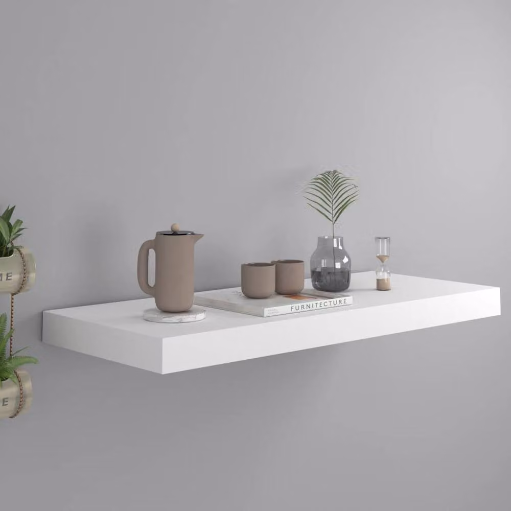 Berkfield Home White Floating Wall Shelf, W: 60 cm, D: 23.5 cm, H: 3.8 cm – 1