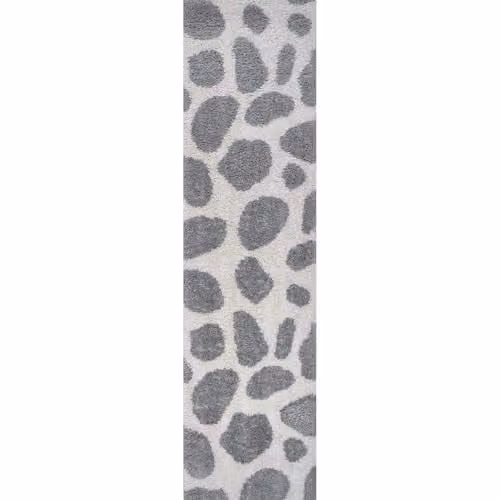 THE RUGS Soft Shaggy Area Rug with Modern Animal Print Design in Grey, W: 80 cm, L: 300 cm