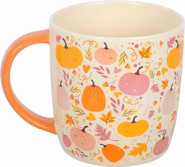 Something Different Wholesale Pink and Orange Pumpkin Print Ceramic Mug