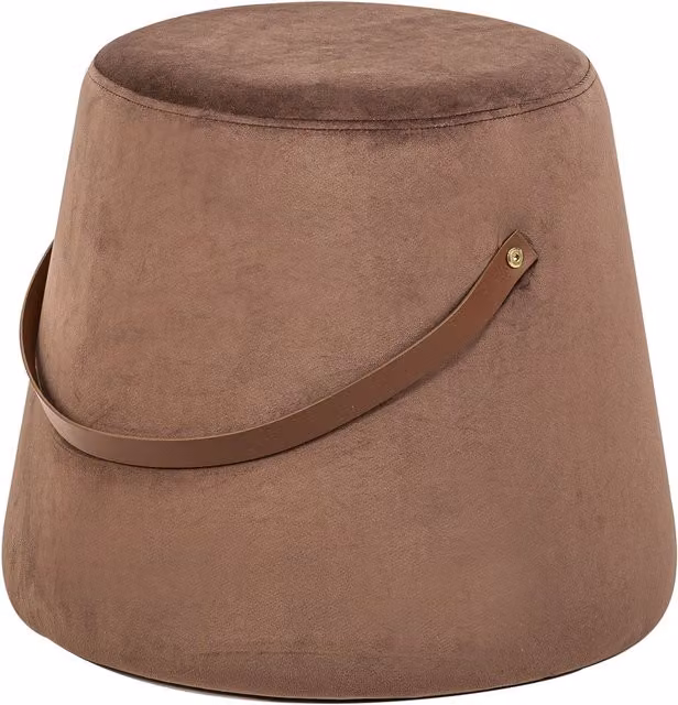 Nordlys Salon Pouf in Brown with Faux Leather Handle