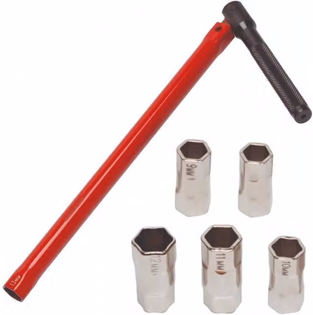 FLAVORA Tap Spanner Set Red Faucet Wrench with 5 Changeable 8-13mm Sockets