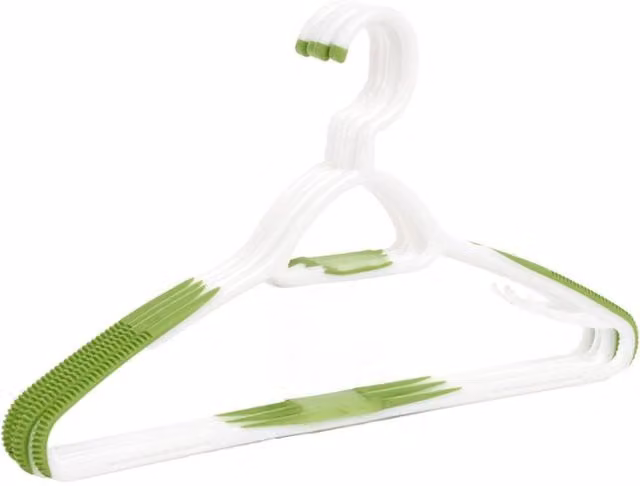 Orwell Superior Soft Touch Non-Slip Plastic Hangers with Swivel Hook, 4 Pack, Multicolour and White