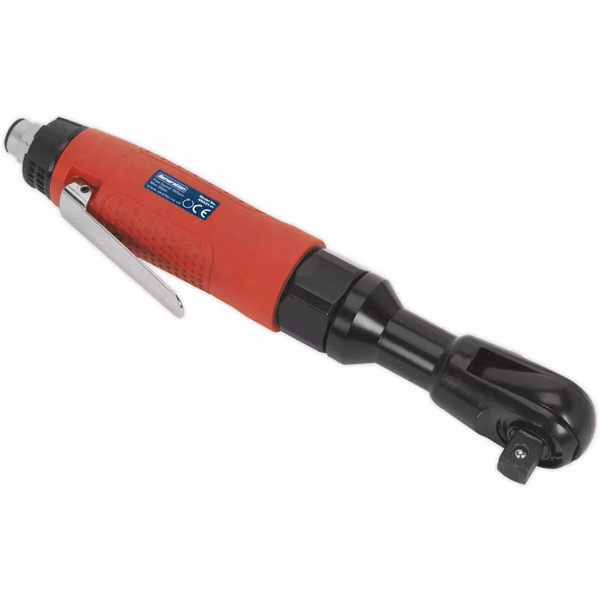 Loops Air Ratchet Wrench 1/2 inch Sq Drive with 1/4 inch BSP Inlet and Finger Operated Trigger in Red and Multicolour – 2