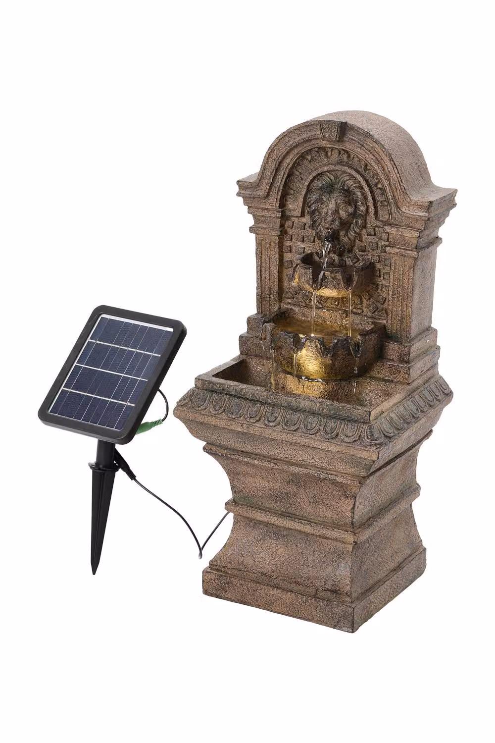 Living and Home Garden Decor Solar-Powered Rectangular Tabletop Water Fountain in White and Brown Stone Finish, W/D/H: 63.0 x 30.0 x 22.0 cm – 4