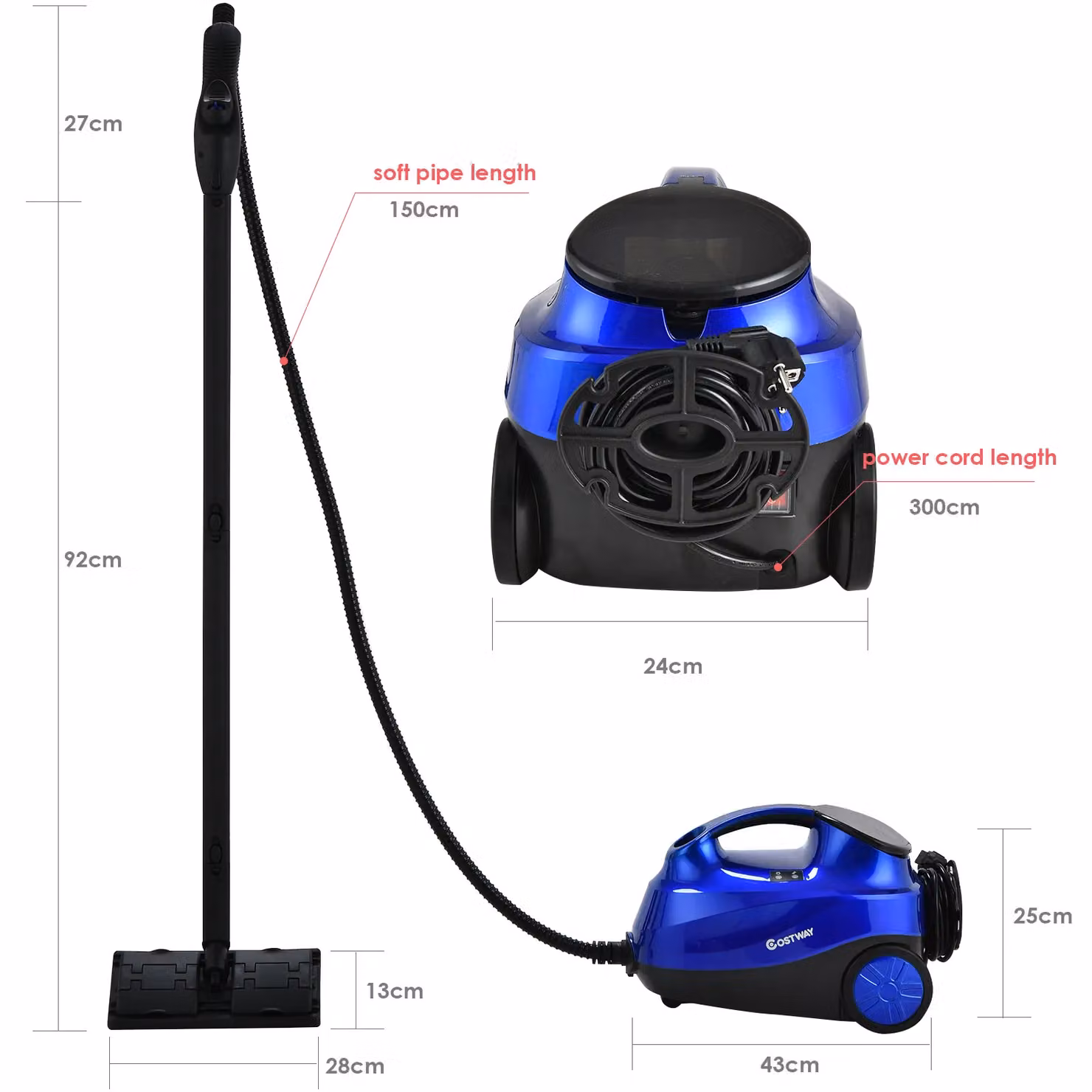 Gymax 2000 W Steam Cleaner with 20 Accessories in Blue – 2