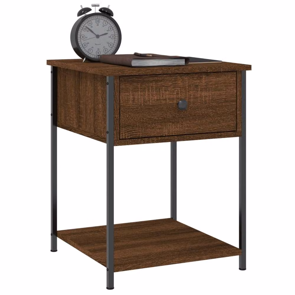 Berkfield Home Elegant Bedside Tables, 2 Piece Set in Brown Oak, W/D/H: 44 x 45 x 58 cm – 4