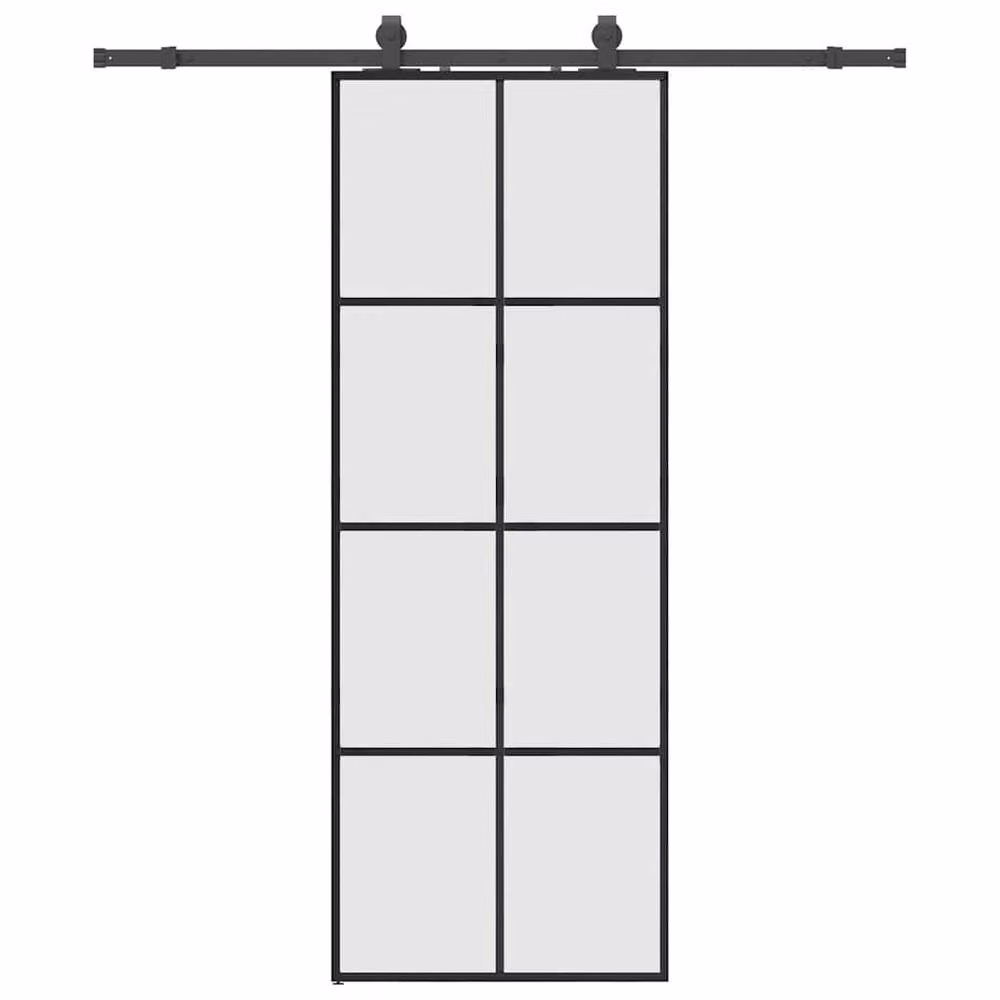 Berkfield Home Black Sliding Glass Door with Hardware Set, W: 76 cm, H: 205 cm – 2