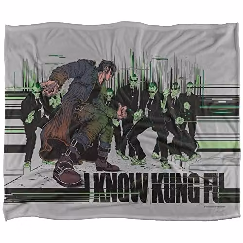 Matrix I Know Kung Fu Silky Touch Super Soft White Fleece Throw Blanket W/D/H: 152 x 127 cm – 1