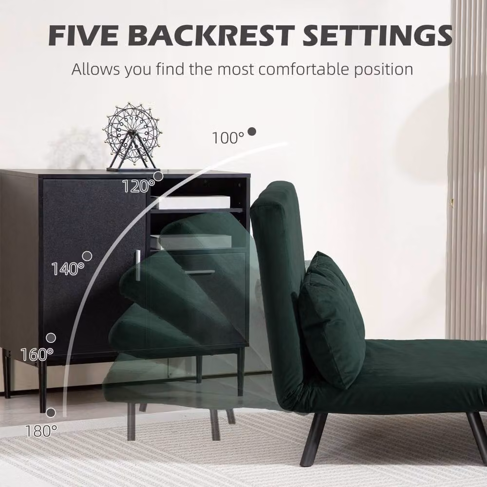 Wyld Haus Dorama Riri Green Velvet 4 in 1 Convertible Double Sofa Bed with Scatter Cushions, W/D/H: 200 x 140 x 81 cm – 5