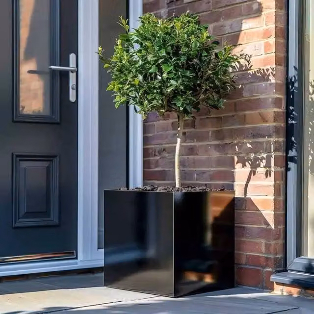 Access Garden Products Black Polished Galvanised Steel Square Planter, W/D/H: 60 x 60 x 60 cm – 1