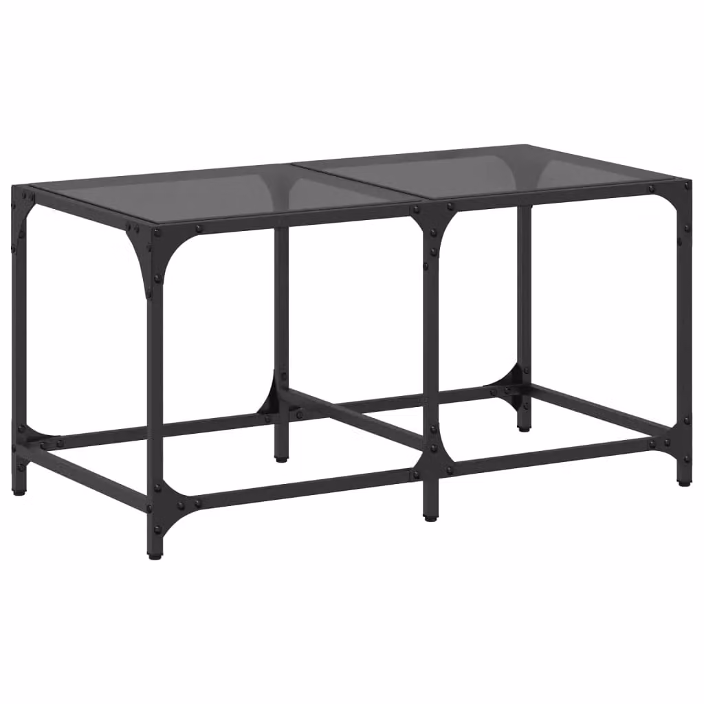 Berkfield Home Modern Rectangular Coffee Table with Black Glossy Glass Top and Steel Frame, W/D/H: 78.5 x 40 x 40 cm – 2