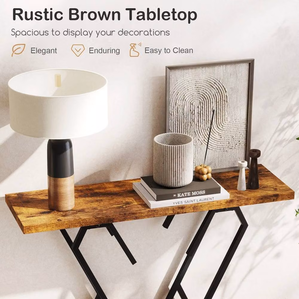 Havendro Console Table in Brown with Adjustable Foot Pads, W/D/H: 80 x 30 x 75 cm – 4