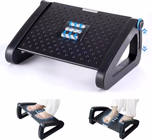 PAWNORA Adjustable Under Desk Foot Rest in Black