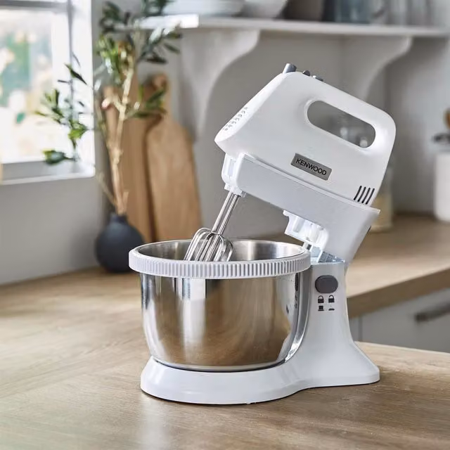Kenwood Chefette Lite Hand Mixer with Rotating Bowl, 450W, 3L, White