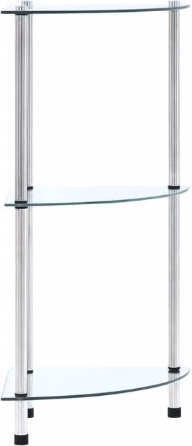 Berkfield Home 3-Tier Transparent Tempered Glass and Metal Shelf, W/D/H: 30 x 30 x 67 cm