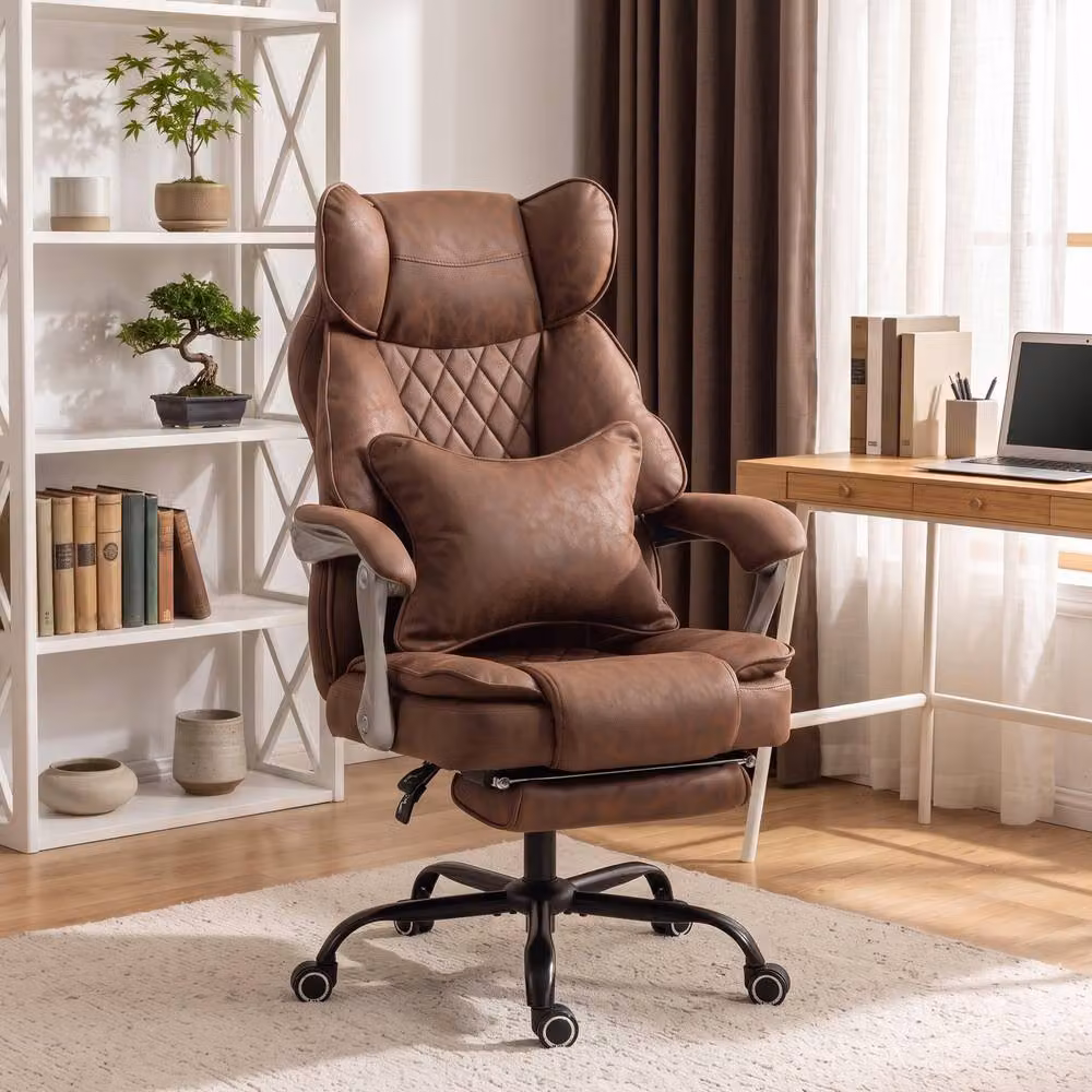 STILVORA Brown Executive Office Chair with Headrest and Footrest – 2