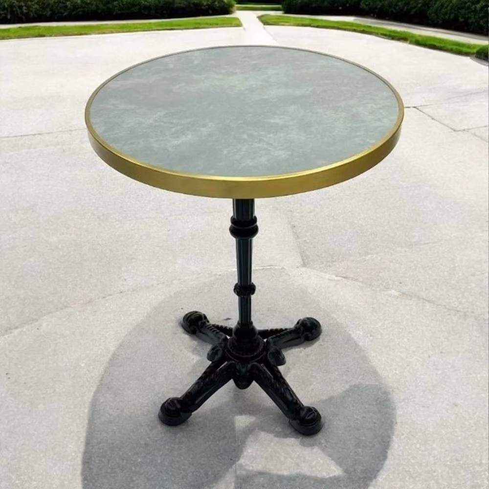 PAWNORA Modern Round Side Table in Grey and Gold – 3