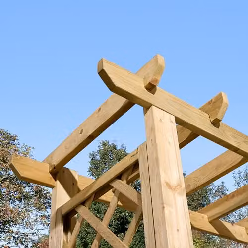 Rowlinsons Richmond Corner Arbour in Natural Brown Pine Wood, W: 211 cm, D: 211 cm, H: 194 cm – 3