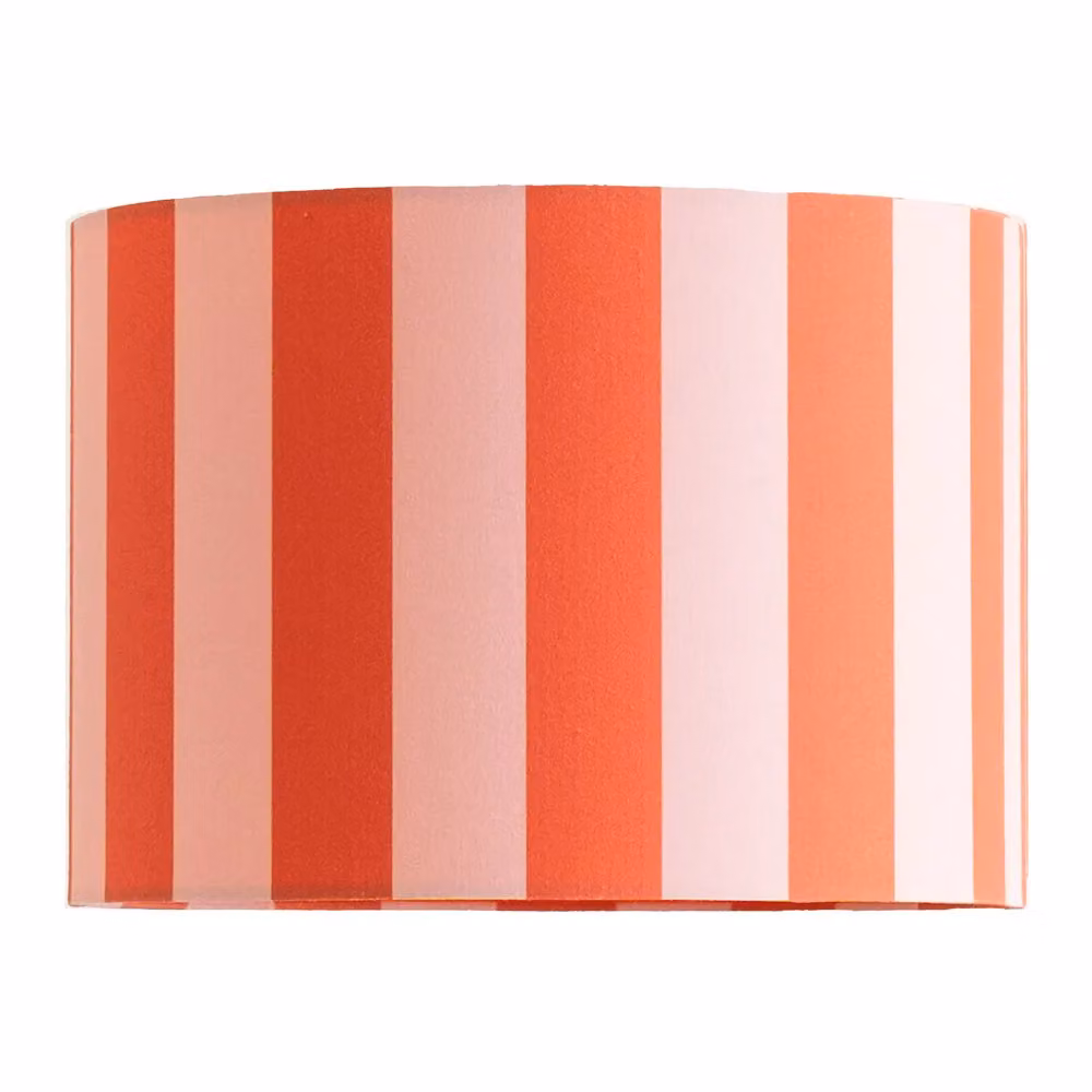 ValueLights Callie Colour Clash Orange and Pink Stripe Fabric Drum Lamp Shade with Bulb, Width: 26 cm – 2