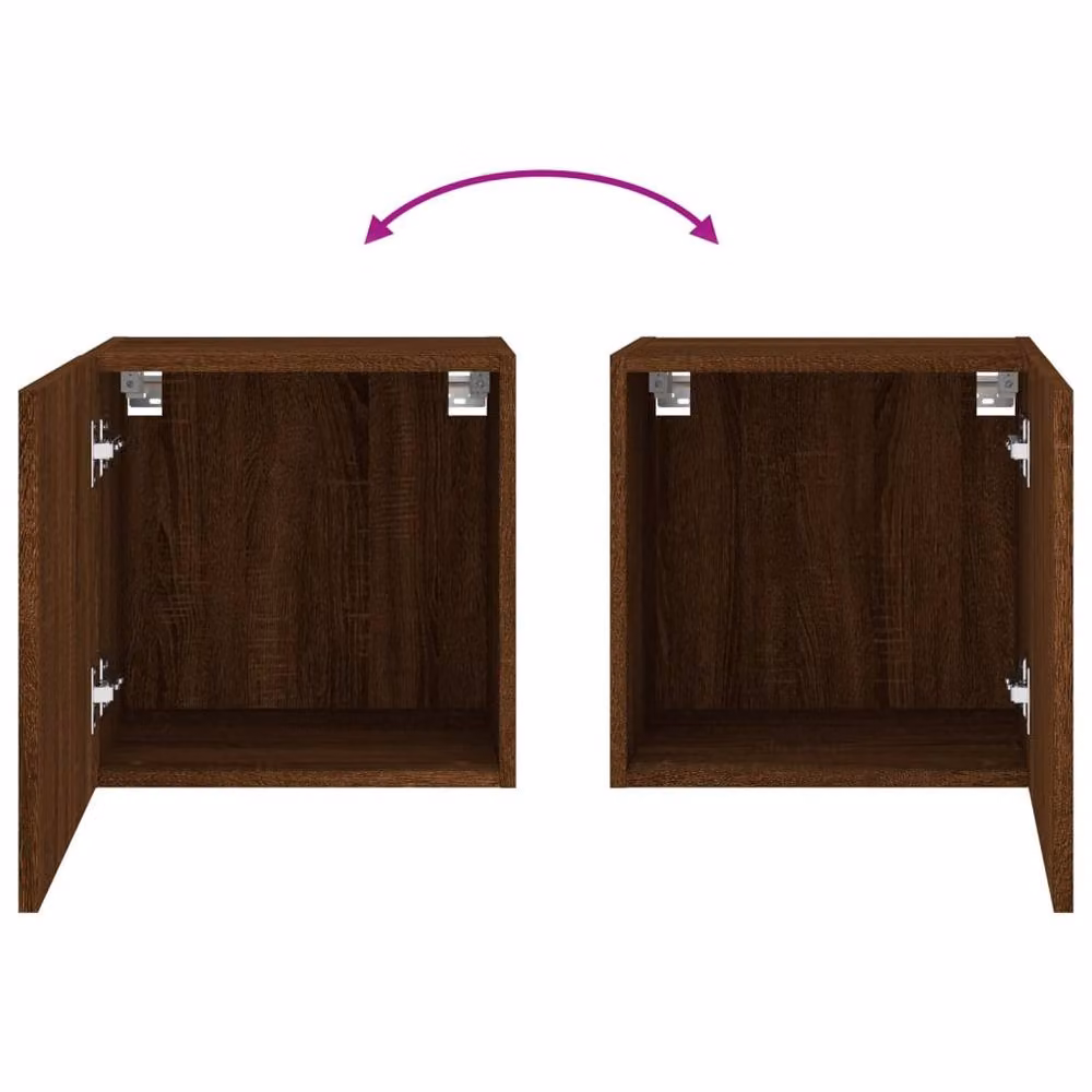 Berkfield Home Set of 2 Brown Oak Wall Mounted TV Cabinets, W/D/H: 40.5 x 30 x 40.5 cm – 8